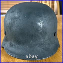WWII German M40 Helmet NS 66 6076 With Inspection Stamp New Liner And Strap