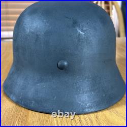WWII German M40 Helmet NS 66 6076 With Inspection Stamp New Liner And Strap