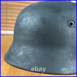 WWII German M40 Helmet NS 66 6076 With Inspection Stamp New Liner And Strap