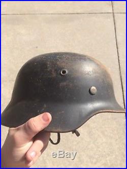 WWII German M40 Liner Chinstrap And Named Helmet From Vets Estate