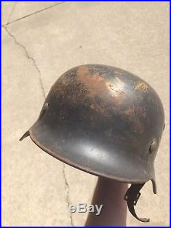 WWII German M40 Liner Chinstrap And Named Helmet From Vets Estate