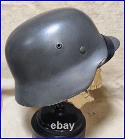 WWII German M40 Original Helmet, Restored Steel Shell, Size 66, WW2? 3
