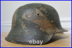WWII German M42 3 Color Normandy Camo Helmet WW2