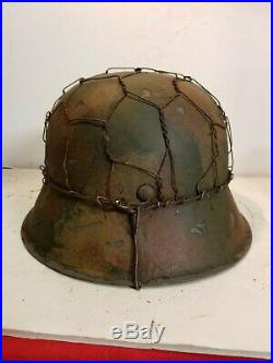 WWII German M42 Chicken wire Half basket Summer Camo Helmet