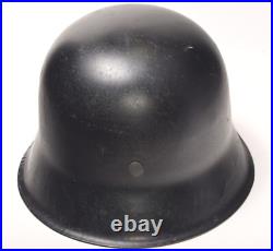 WWII German M42 ET64 Helmet with Original Split Pins, Post-War Black Czech Refit WWII German M42 ET64 Helmet with Original Split Pins, Post-War Black Czech Refit