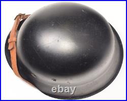 WWII German M42 ET64 Helmet with Original Split Pins, Post-War Black Czech Refit WWII German M42 ET64 Helmet with Original Split Pins, Post-War Black Czech Refit