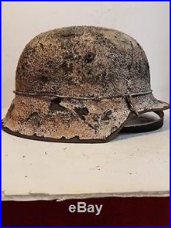WWII German M42 Winter Camo Helmet
