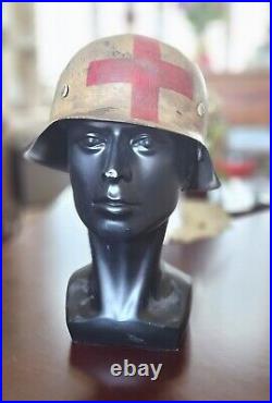 WWII German M42 medic helmet with original liner RARE