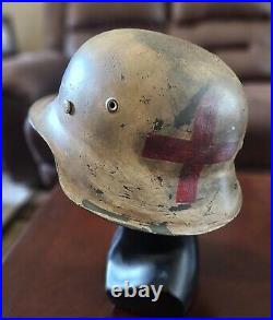 WWII German M42 medic helmet with original liner RARE