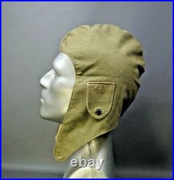 WWII German Military Aviator's Pilot Flying Flight Cap Helmet Canvas & Felt
