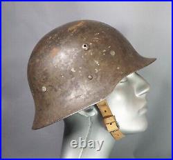 WWII German Type 1 Bulgarian Army Steel Combat Helmet M36 M1936 withRolled Edge