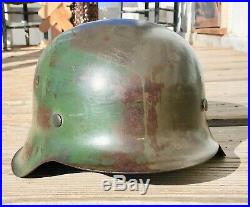 WWII German camo M42 helmet with original liner