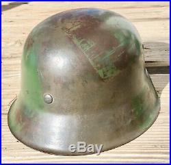 WWII German camo M42 helmet with original liner