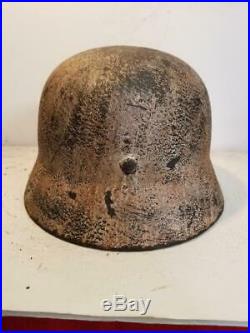 WWII German issued M35 Finnish Army Hand Painted and aged Camo Helmet