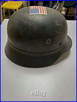 WWII Luftwaffe German M35 Helmet with Liner and chin strap Nice Shape