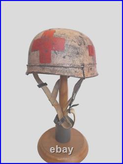 WWII M38 German Winter Fallschirmjager Paratrooper Medic Sanitat Helmet