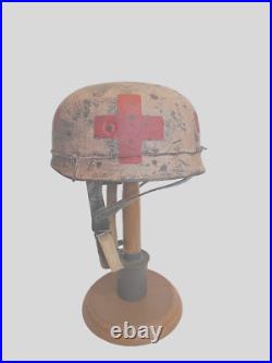 WWII M38 German Winter Fallschirmjager Paratrooper Medic Sanitat Helmet