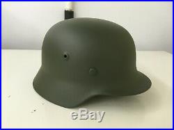 WWII Original German M40 Helmet, Repainted with Repro Liner and Chinstrap, SE66