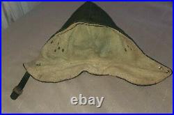 WWII RUSSIAN or GERMAN ARMY BROWN LEATHER WINTER PILOT AVIATOR HELMET HAT SIZE S