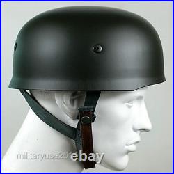 WWII WW2 GERMAN FALLSCHIRMJAGER M38 BLACK STEEL HELMET With Leather Liner