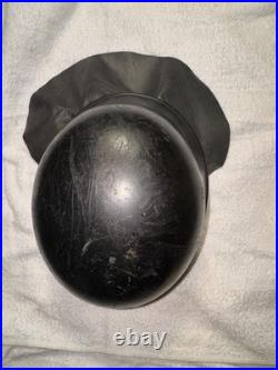 WWII WW2 German FEUERSCHUTZPOLIZEI Metal Helmet With Leather Neck Fire Police