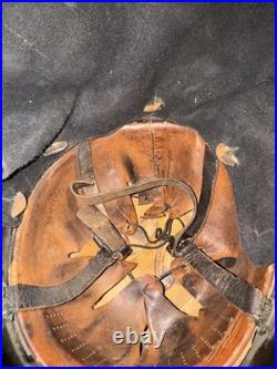 WWII WW2 German FEUERSCHUTZPOLIZEI Metal Helmet With Leather Neck Fire Police