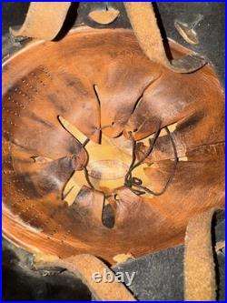 WWII WW2 German FEUERSCHUTZPOLIZEI Metal Helmet With Leather Neck Fire Police