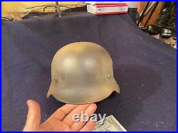 WWII WW2 German M40 Original Helmet ET62 with Normandy repainted camo