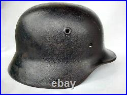 WWII. WW2. German Original Helmet M35 NS64 Stalhelm Black