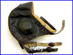 WWII WW2 German Original Luftwaffe Fighter Pilot Leather Helmet & Electronics