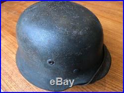 World War Two German M35 Helmet Marked NS64 Sawdust Camouflage