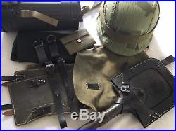 World war 2 german helmet / gaiter / bread bag / gas mask canister / field gear