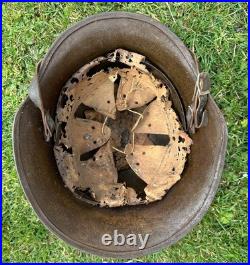 Ww2 Bulgarian-german D. D Steel Helmet, Liner & Strap. Rare German Decal Original