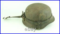 Ww2 German Helmet Leather Carrier, Original, Complete, Rare
