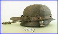 Ww2 German Helmet Leather Carrier, Original, Complete, Rare