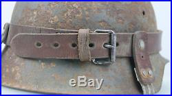 Ww2 German Helmet Leather Carrier, Original, Complete, Rare