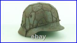 Ww2 German M-35 Helmet, Wire Basket Camo, Size 62/55, Fully Complete