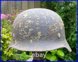 Ww2 German M35 Steel Helmet Semi Relic + Liner Band & Rivets. From France
