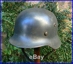 Ww2 German M40 Steel Helmet + Chinstrap & Liner, Untouched House Clearance