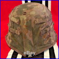 Ww2 German Reversible Camouflaged Helmet Cover For Elite Units. Rare. Orig