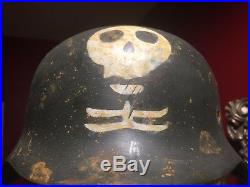 Ww2 German Ss Suomi Freiwilligen Division Helmet With Original Trench Art Skull