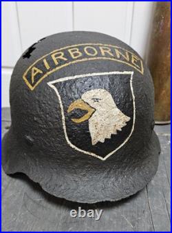 Ww2 German Stahlhelm M42 Steel Helmet, Bastogne Ardennes Battlefield Relic