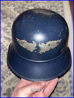 Ww2 Luftschutz German Gladiator Helmet Dark Blue Color Rl2 38/28. Size 55