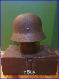Ww2 Original German M35 Helmet Elite Troops XX Battle Damaged Q64