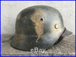 Ww2 Wwii German M35 Et62 Anzio Camo Helmet Complete With Original Chinstrap