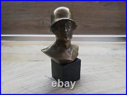 Ww2 Wwii German Soldier Helmet Bronze Sculpture Statue Bust Figure Paperweight Ww2 Wwii German Soldier Helmet Bronze Sculpture Statue Bust Figure Paperweight