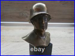 Ww2 Wwii German Soldier Helmet Bronze Sculpture Statue Bust Figure Paperweight Ww2 Wwii German Soldier Helmet Bronze Sculpture Statue Bust Figure Paperweight