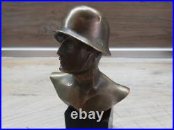 Ww2 Wwii German Soldier Helmet Bronze Sculpture Statue Bust Figure Paperweight Ww2 Wwii German Soldier Helmet Bronze Sculpture Statue Bust Figure Paperweight