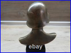 Ww2 Wwii German Soldier Helmet Bronze Sculpture Statue Bust Figure Paperweight Ww2 Wwii German Soldier Helmet Bronze Sculpture Statue Bust Figure Paperweight