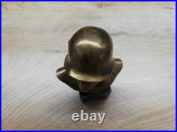 Ww2 Wwii German Soldier Helmet Bronze Sculpture Statue Bust Figure Paperweight